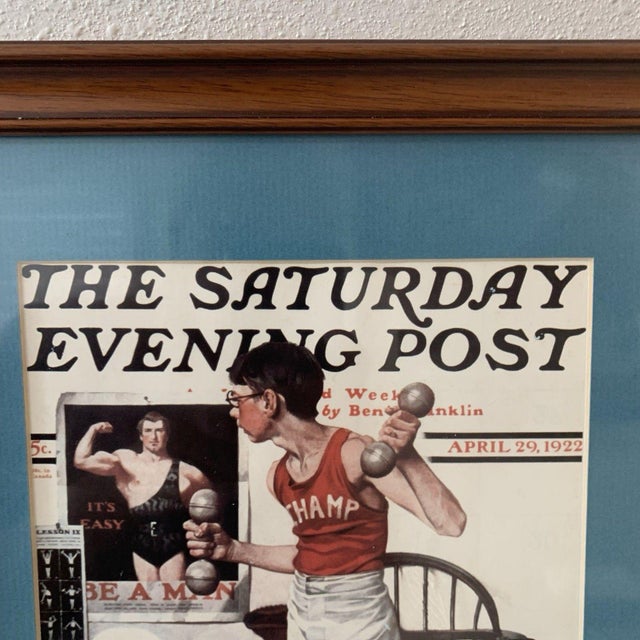 American Norman Rockwell Saturday Evening Post Cover Print Weight Lifting– April 29, 1922 Reproduction For Sale - Image 3 of 5