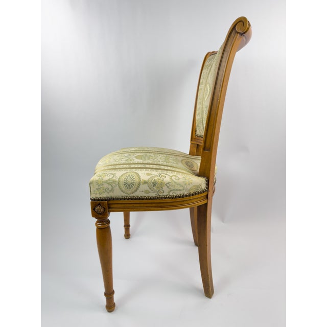 Late 19th Century 19th Century Louis XVI Directoire Style Walnut Chair With Silk Upholstery For Sale - Image 5 of 14