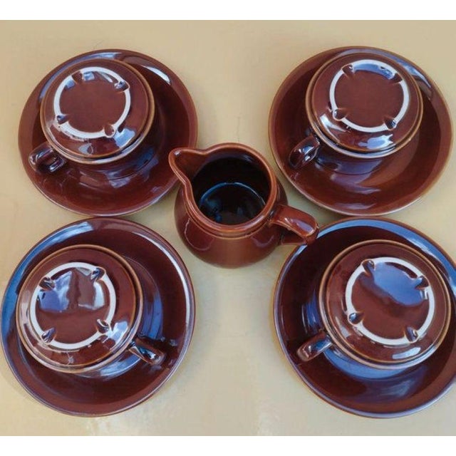Vintage Set of 4 Cups, 4 Saucers, 1 Milk Jug & 1 Tea or Coffee Pot, Set of 10 For Sale - Image 6 of 12