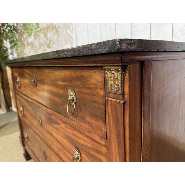 19th Century Empire Mahogany Chest of Drawers with a Marble Top For Sale - Image 18 of 18