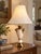 Grand Tour Vintage Neoclassical Ivory Ceramic and Gold Metal Urn Table Lamp With Original Bell Shade For Sale - Image 3 of 5