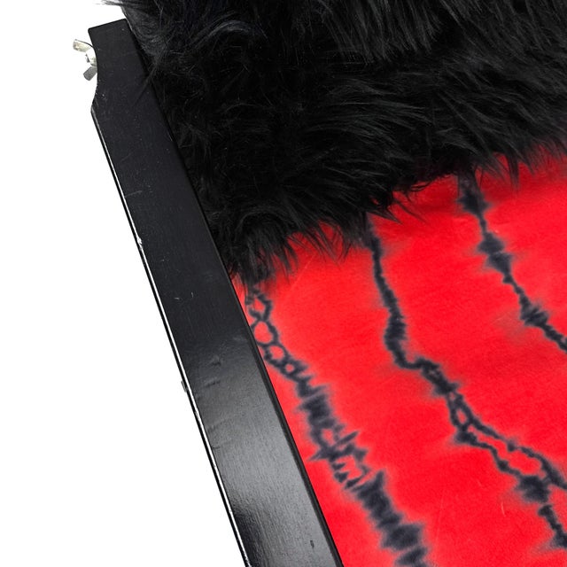 Vintage 1980s Pair of (2) Danish Folding Armchairs / Directors Chairs Set by Hyllinge Møbler - Red Flame Velvet & Black Faux Fur Upholstery For Sale - Image 16 of 18