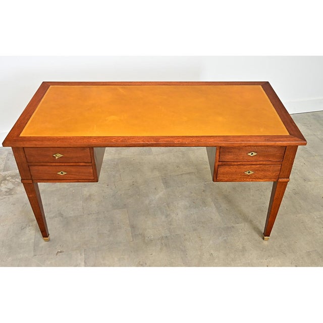 Brown French 20th Century Mahogany and Leather-top Desk For Sale - Image 8 of 14