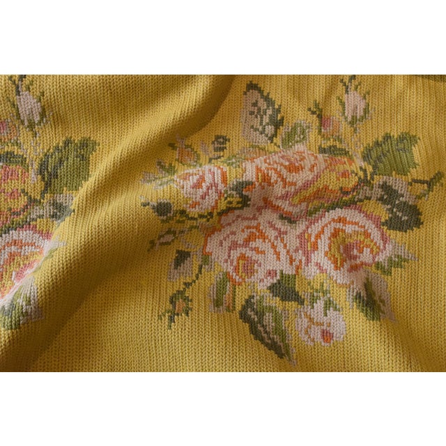 20th Century Yellow Arraiolos Rug with Pink and Green Flowers, Portugal, 1900s For Sale - Image 4 of 18
