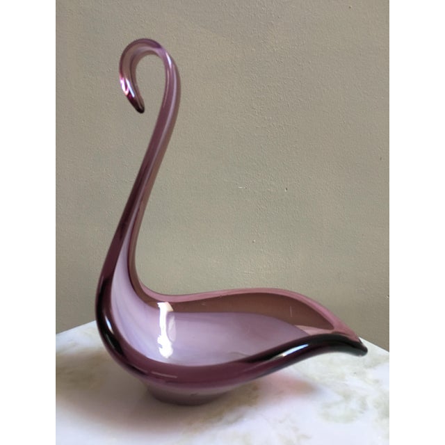 20th Century Murano Purple and Violet Swan Italian Art Glass Sculpture For Sale - Image 4 of 11