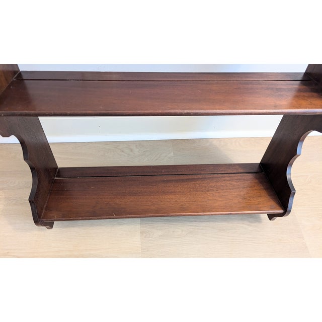 Wood Late 19th Century Mahogany Hanging Wall Shelf Whale End Scrolled 4-Tier For Sale - Image 7 of 14