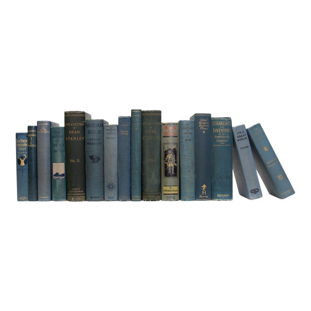 Decorative Books - Vintage Marlin Books - Blue Books By The Foot For Sale