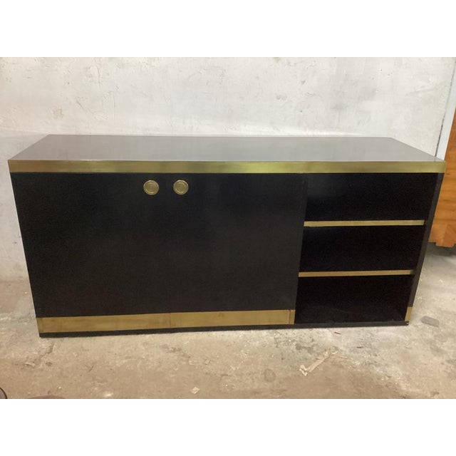 Black Lacquered and Brass Sideboard from Mario Sabot, Italy, 1970s For Sale - Image 11 of 18