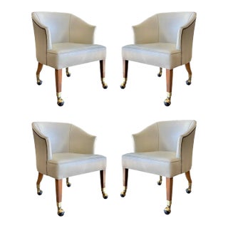 1960s Tub Chairs on Brass Casters - Set of 4 For Sale