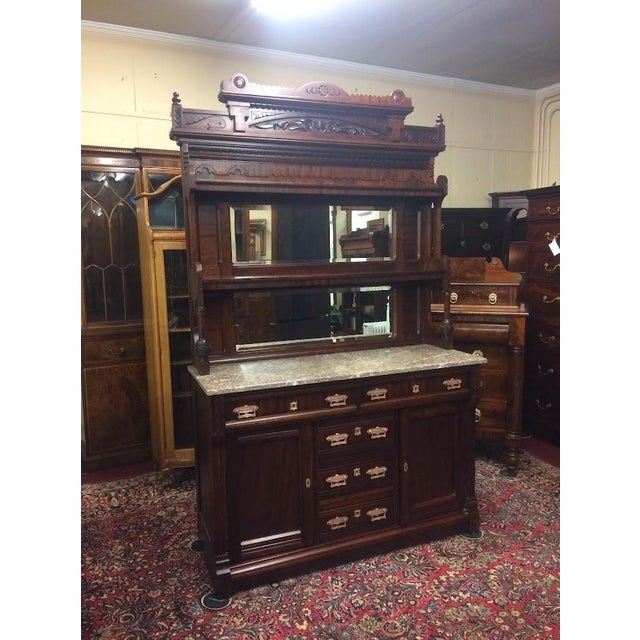 Antique Marble Top Buffet, Display Cabinet For Sale - Image 4 of 15