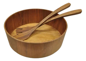 Vintage Gladmark Mid Century Danish Modern Staved Teak Salad Bowl Set