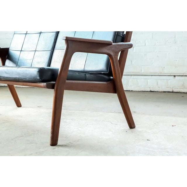 Wood Danish 1960s Midcentury Settee in Teak and Leather For Sale - Image 7 of 10