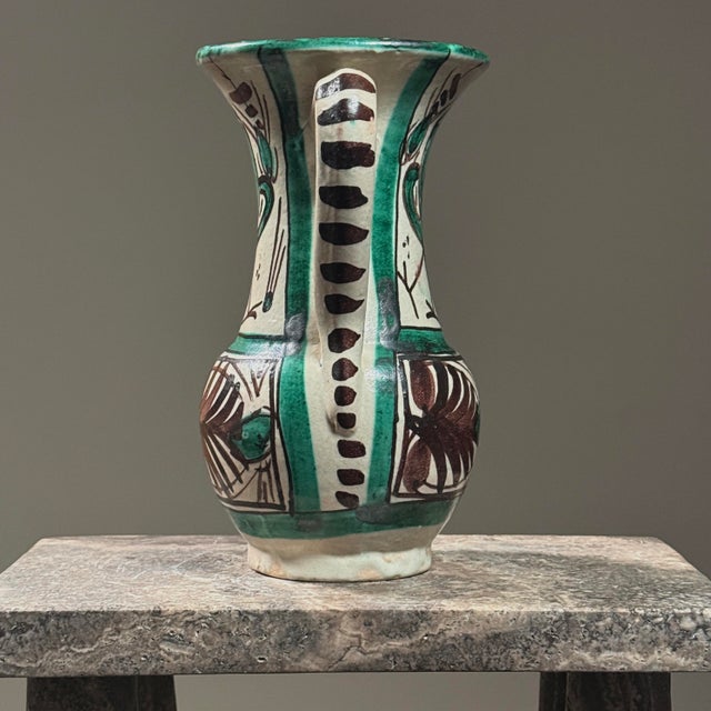 Mid-Century Modern Vintage Original Mid-Century Folk Art Domingo Punter Hand Painted Pitcher Signed For Sale - Image 3 of 6