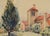 Beautiful mid-century watercolor landscape of a California mission with a tree in the foreground by an unknown artist...