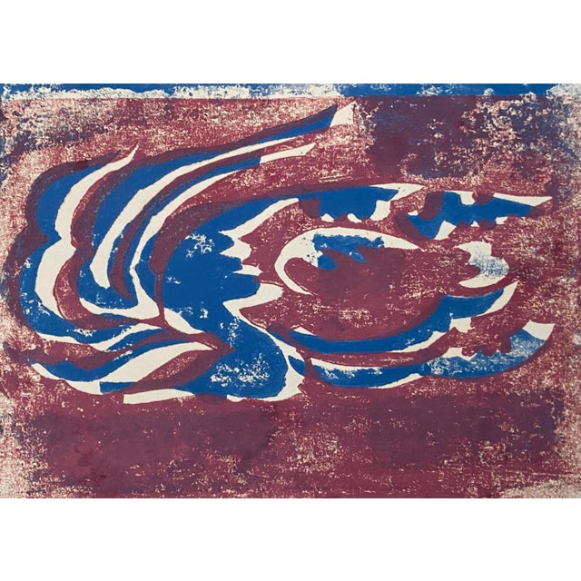 Mid-Century Modern 1960s Mid Century Modern Abstract Woodblock Print For Sale - Image 3 of 3