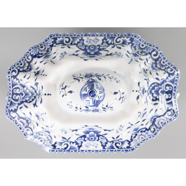 Antique French Rouen Faience Blue & White Tureen For Sale In Houston - Image 6 of 11