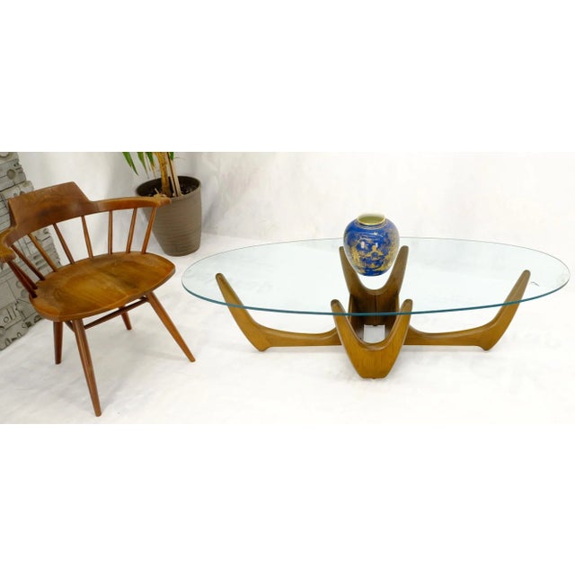 Adrian Pearsall Large Oval Glass Top Solid Carved Wood Coffee Table For Sale - Image 4 of 11