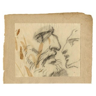 William Lock the Younger, Portrait Studies of Man in Profile, 1780, Charcoal Drawing For Sale
