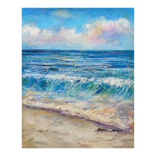 Original Coastal Ocean Waves Oil Painting by Eric Son | 8 X 10 Canvas | Impressionist Beach Art For Sale