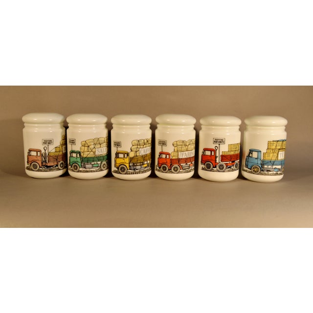 Set of Piero Fornasetti Opaque White Glass Jars and Covers made for Fiat, Circa 1960. For Sale - Image 11 of 11