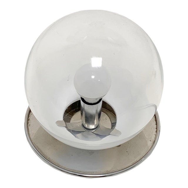 Vintage Spherical Blown Glass Table Lamps, Set of 2 For Sale