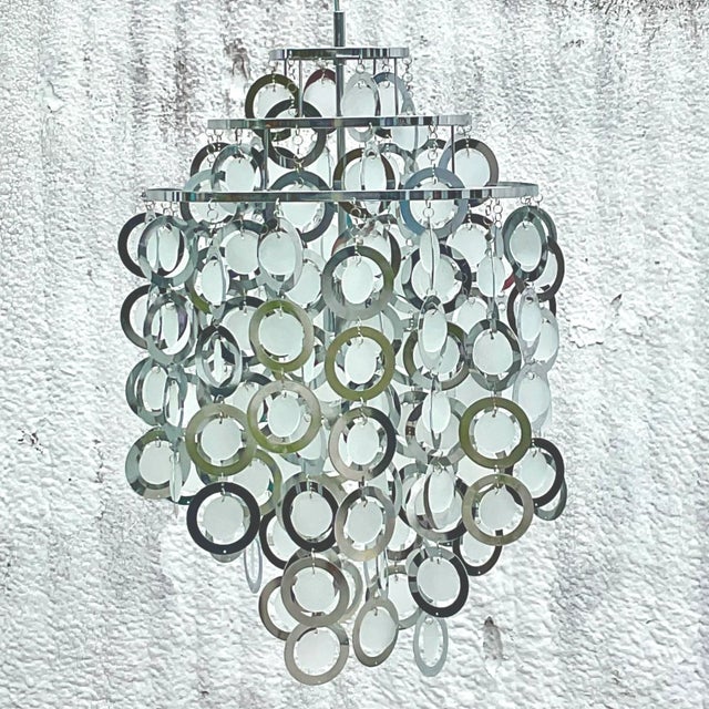 Silver Vintage Midcentury Verner Panton Rings Chandelier For Sale - Image 8 of 8
