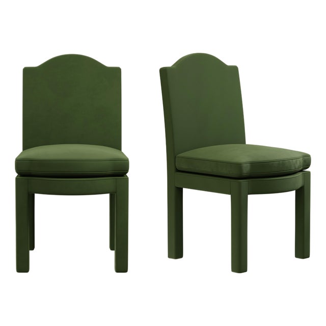 Leo Dining Chairs in Zucchini Velvet by Ceraudo, Set of 2 For Sale