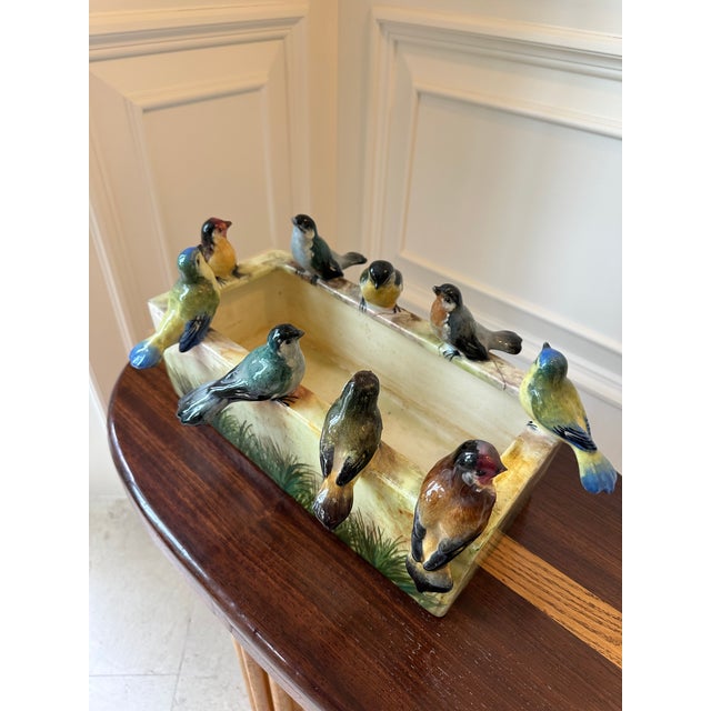 Antique Jerome Massier French Ceramic Planter Cachepot With 9 Bird Sculptures For Sale In Los Angeles - Image 6 of 18