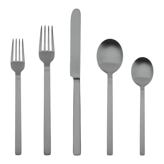Mepra Stile 20-Piece Flatware Set, Ice Oro Black For Sale
