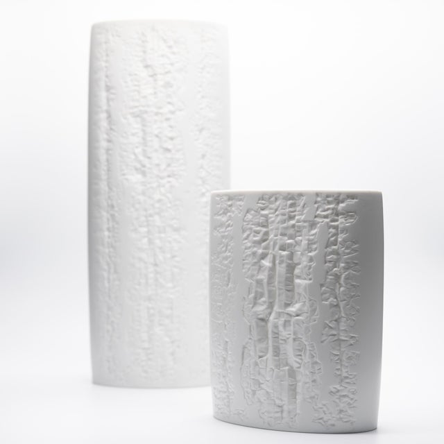 Rosenthal White Bisque Porcelain Vases by Martin Freyer for Rosenthal, 1975, Set of 2 For Sale - Image 4 of 13