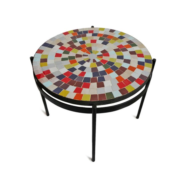 Moroccan Outdoor Multi Color Mosaic Side Table For Sale - Image 3 of 8