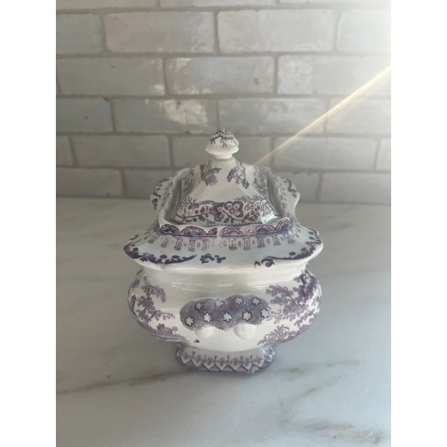 Mid 19th Century Antique Purple Transferware Staffordshire Sugar Bowl T. Mayer Longport Canova For Sale - Image 5 of 8