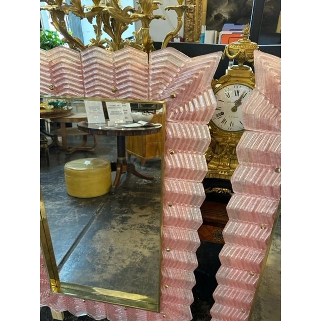 Early 21st Century Modern Pink Murano Glass Mirror For Sale - Image 5 of 7
