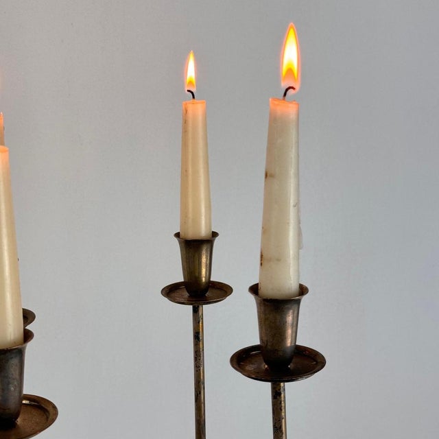 1930s Italian Four-Arm Silverplate Candelabrum with Authentic Patina, 1930s For Sale - Image 5 of 11