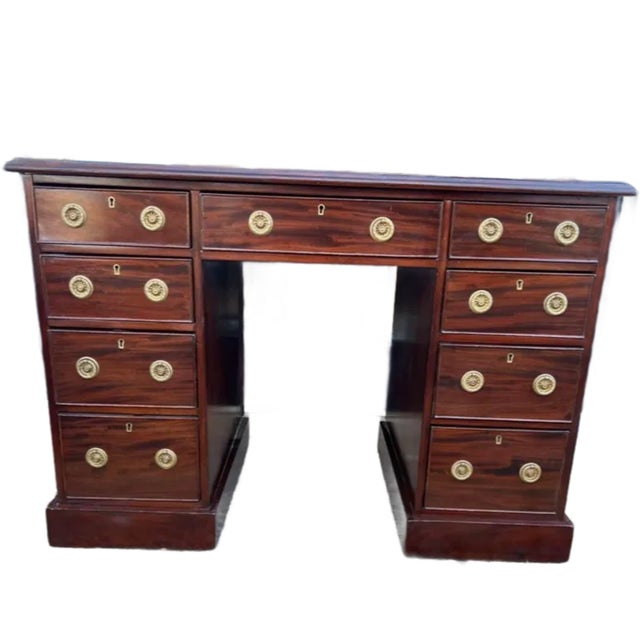 Antique Mahogany Leather Inset Top Desk, 19th Century For Sale - Image 12 of 12