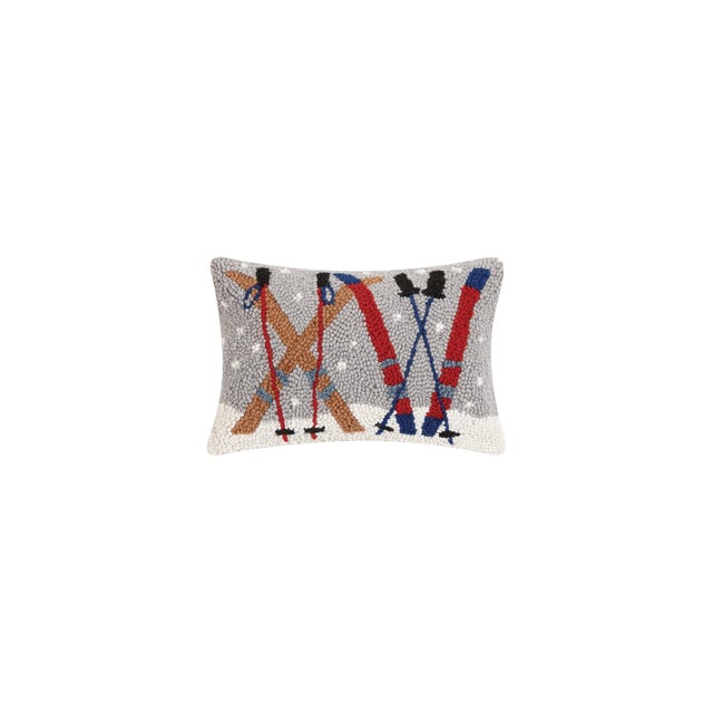 Traditional Ski Set Hook Pillow 8" x 12" For Sale - Image 3 of 3