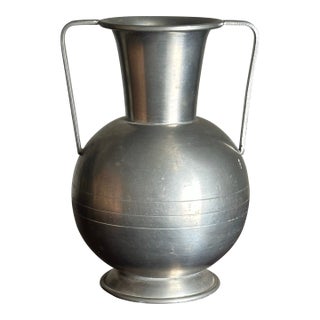1930s Swedish Pewter Handled Vase by Svenskt Tenn Handarbete For Sale