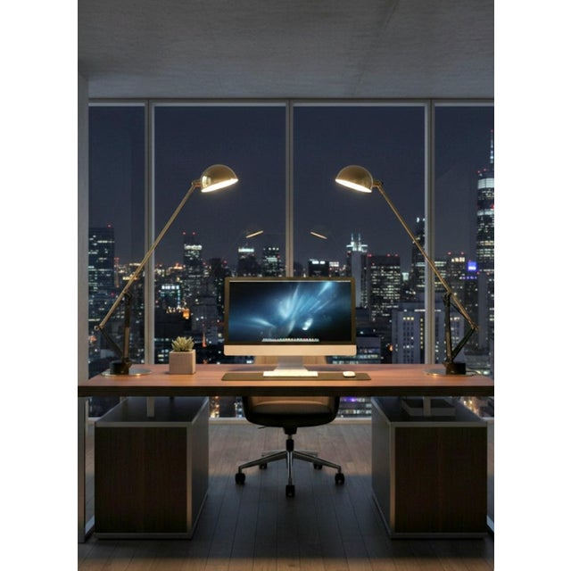 1080's Fase Vintage Cantilever Brass Black Modern Counterweight Long Arm Table Lamps- A Pair For Sale - Image 14 of 15