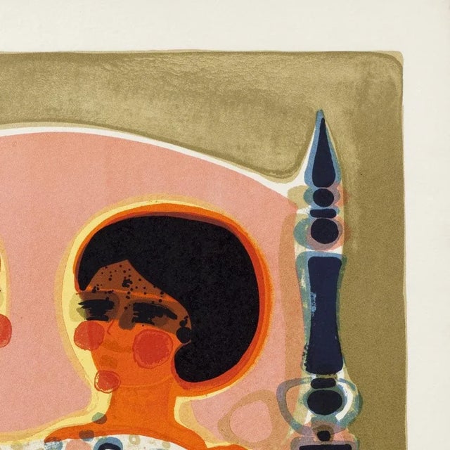 Two ladies Colour lithograph. Original colour lithograph. French, 1960s, artist Frederic Menguy signed 96/100. Frame: 57 x...
