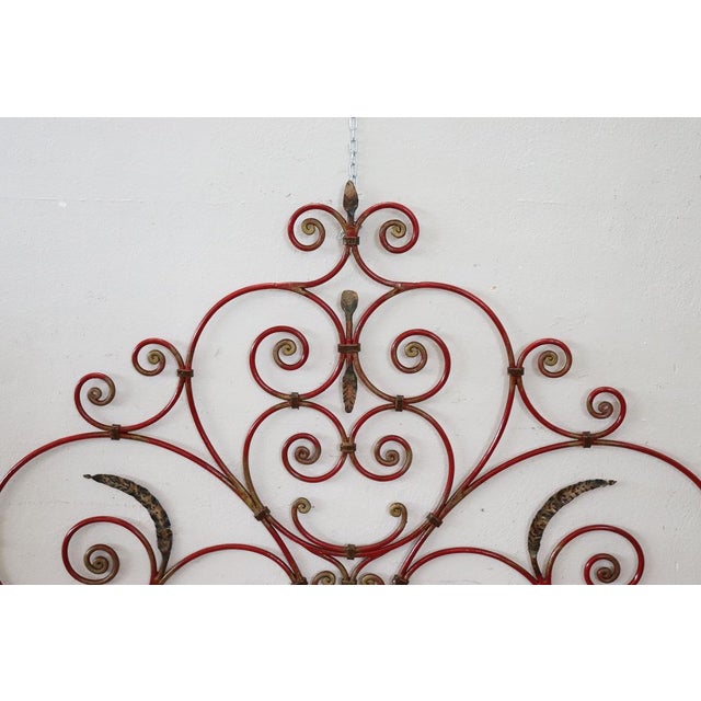 Metal Red Iron Double Bed Headboard, Early 20th Century For Sale - Image 7 of 9