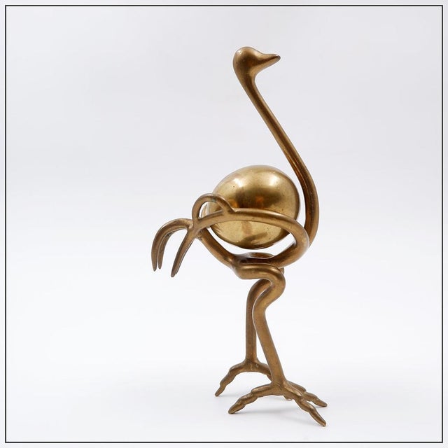 Brass Ostrich Sculpture with Egg, 1970s For Sale - Image 14 of 14