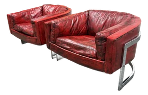 Jules Heumann for Metropolitan Barrel Leather 1970's Lounge Chairs, Pair