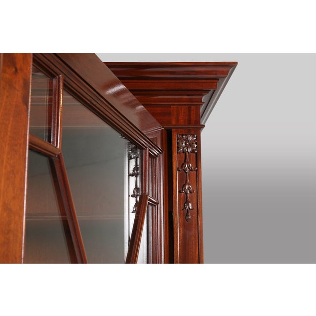 Belgium / 1950 / library cabinet / wood and glass / empire style / antique Beautiful ornamented library cabinet with rich...