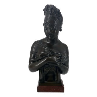 J. Petermann , Bust Madame Récamier, 1800s, Bronze and Marble For Sale