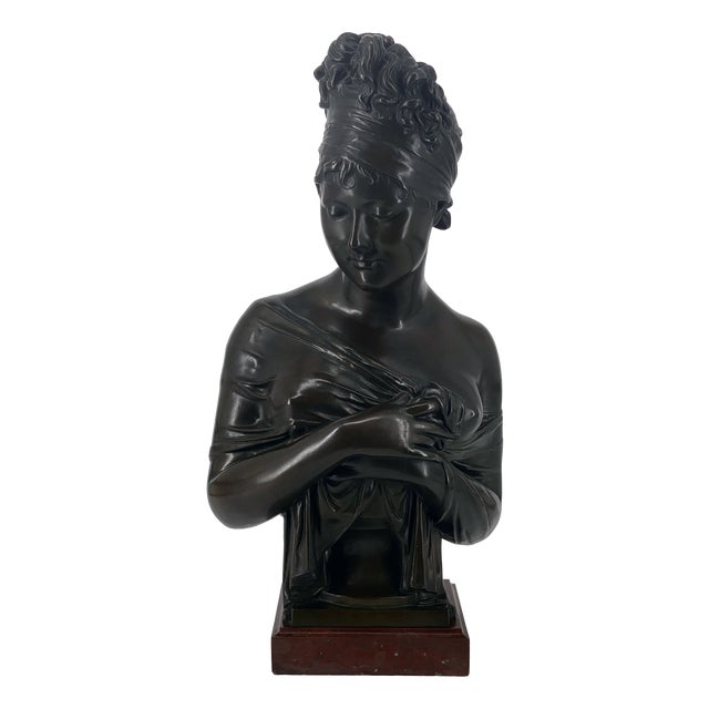 J. Petermann , Bust Madame Récamier, 1800s, Bronze and Marble For Sale