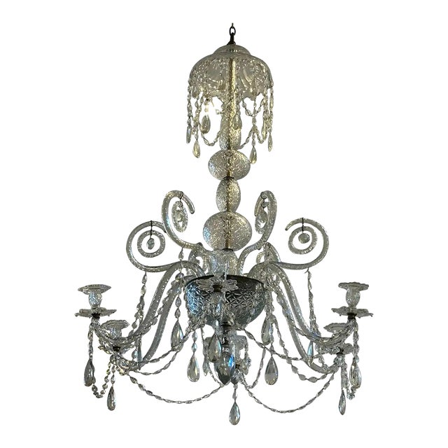 18th Century George III Period Cut Crystal Chandelier For Sale