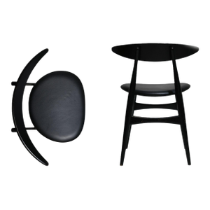 34 Hans J. Wegner Black Laquered Oak Dining Chairs, Model Ch 33 for Carl Hansen