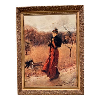 Beautiful Unique Vintage Framed Painting "Solitude" For Sale