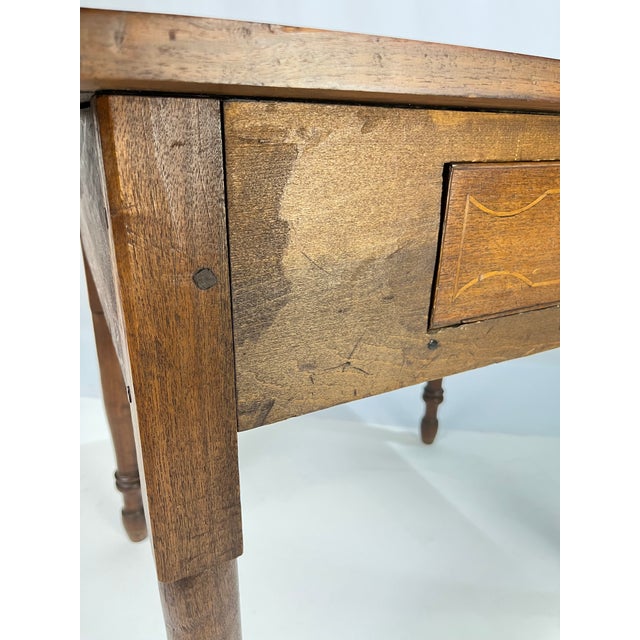 19th Century Southern Federal Inlaid Walnut & Yellow Pine Tavern Table For Sale - Image 15 of 17