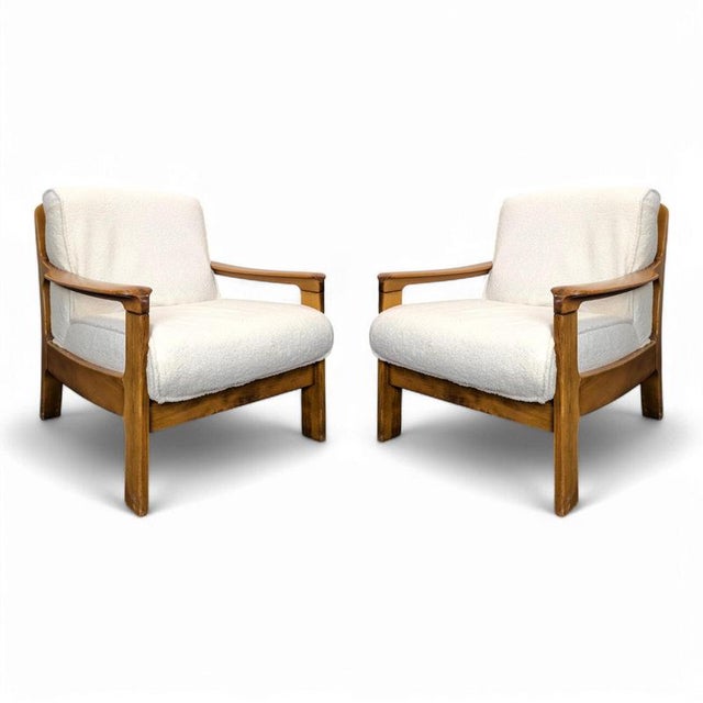 Textile Set of Danish Armchairs in French Terry Fabric For Sale - Image 7 of 7